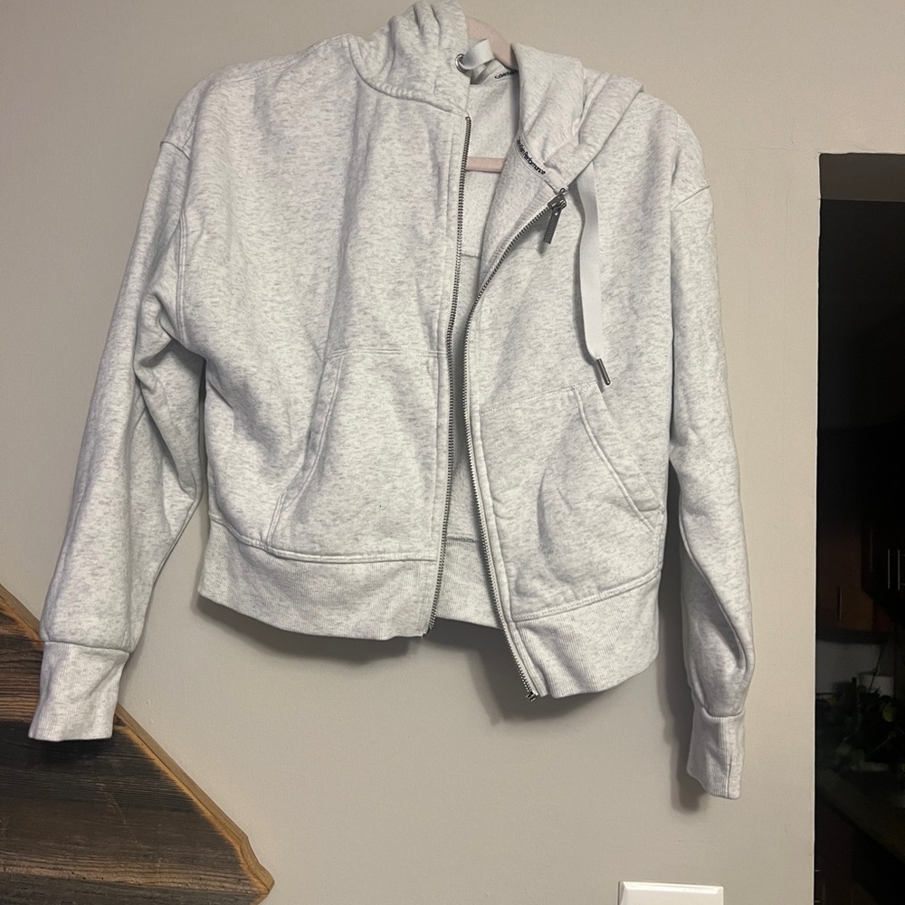 Calvin Klein Performance Light Gray Bomber Zip Hoodie